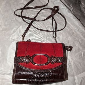 Brighton suede & leather wallet organizer crossbody bag